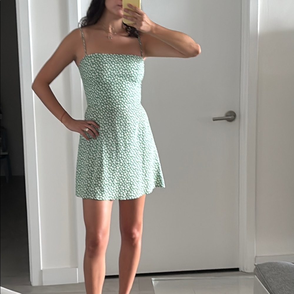 Reformation Green Spaghetti Strap mini dress